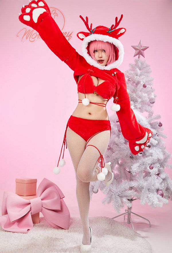 クリスマス 可愛い トナカイ コスプレ ホームウェア 赤色 クリスマス 可愛い トナカイ コスプレ ホームウェア 赤色