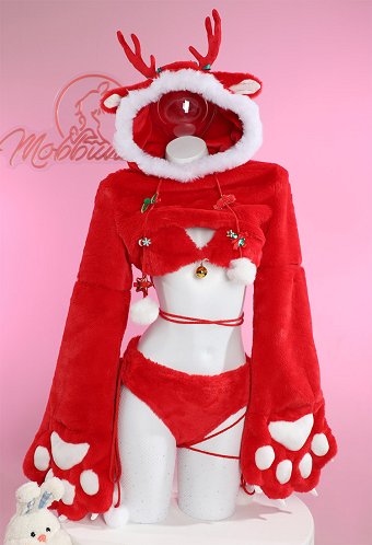 クリスマス 可愛い トナカイ コスプレ ホームウェア 赤色