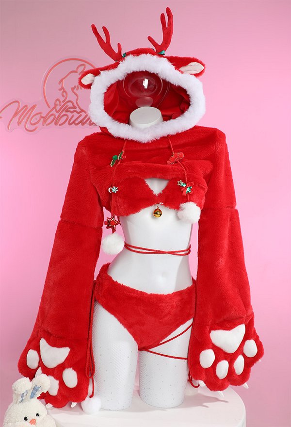 クリスマス 可愛い トナカイ コスプレ ホームウェア 赤色 クリスマス 可愛い トナカイ コスプレ ホームウェア 赤色