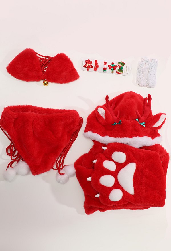 クリスマス 可愛い トナカイ コスプレ ホームウェア 赤色 クリスマス 可愛い トナカイ コスプレ ホームウェア 赤色