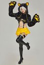可愛い 大きな爪 PUレザー セクシー 黄色い 肉球 セットアップ