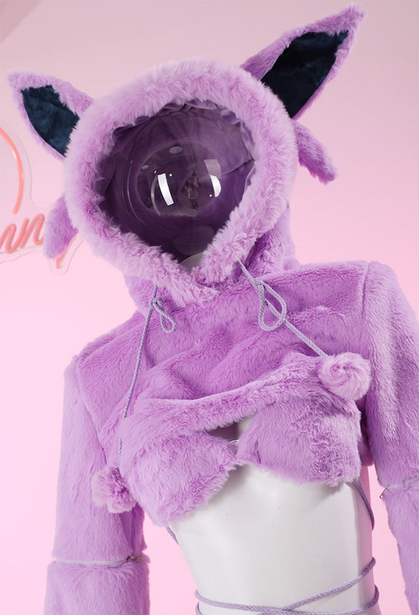 PM エーフィ コスプレ 派生服 モコモコ服 獣爪手袋付き