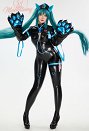 ミク ナース セクシー エナメル ボディスーツ コスプレ 黒色 青色