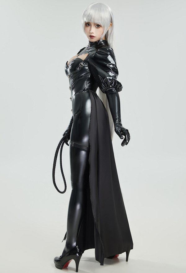 悪魔 コスプレ ゴス風 PUレザー 黒色 ボデースーツ
