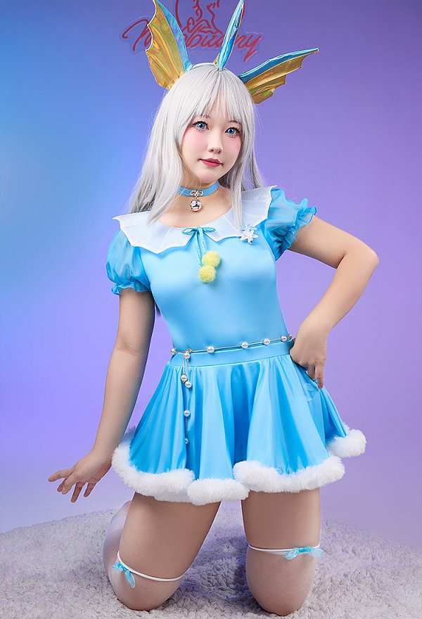 PM シャワーズ コスプレ 擬人化 かわいい 水色 ホームウェア