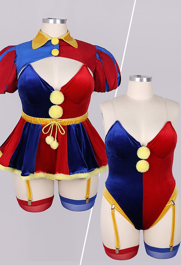 プラスサイズ ピエロ コスプレ セクシー ボディスーツ プラスサイズ ピエロ コスプレ セクシー ボディスーツ