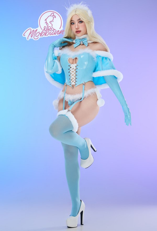 クリスマス 可愛い ランジェリー 青色 ボディースーツ
