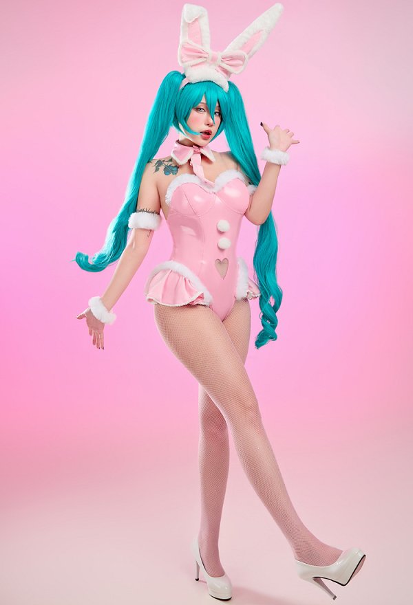 ミク 同人 コスプレ クリスマス服 ピンク バニーガール ミク 同人 コスプレ クリスマス服 ピンク バニーガール
