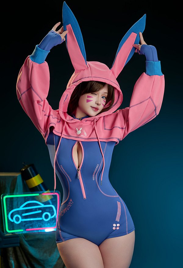 D.Va コスプレ セクシー サイバー風 ボディースーツ