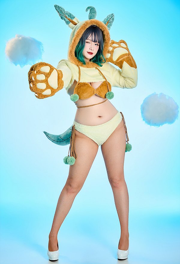 ポケモン リーフィア コスプレ ホームウェア 獣爪付き
