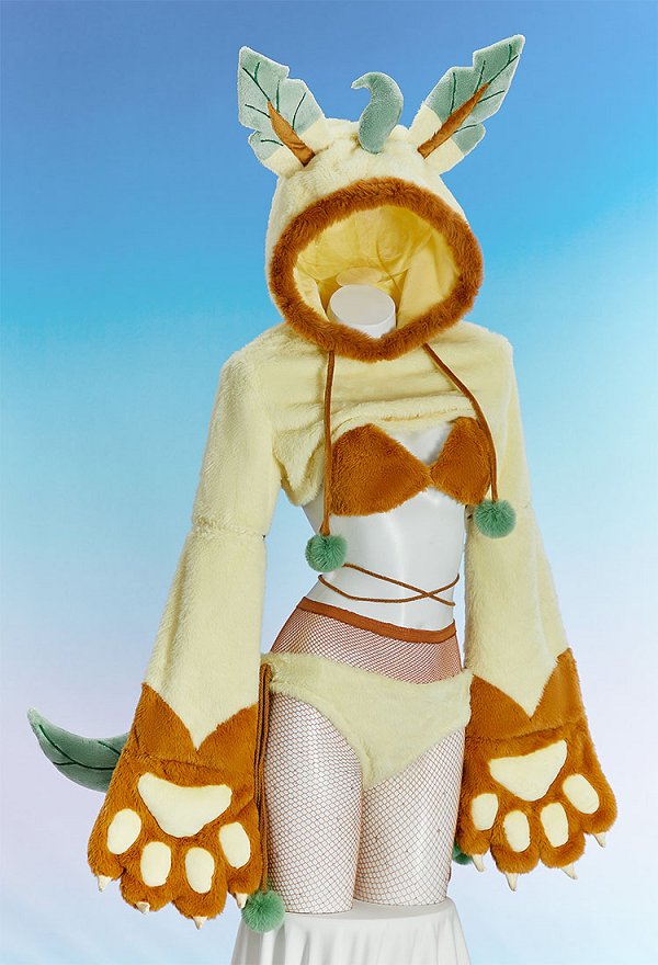 ポケモン リーフィア コスプレ ホームウェア 獣爪付き