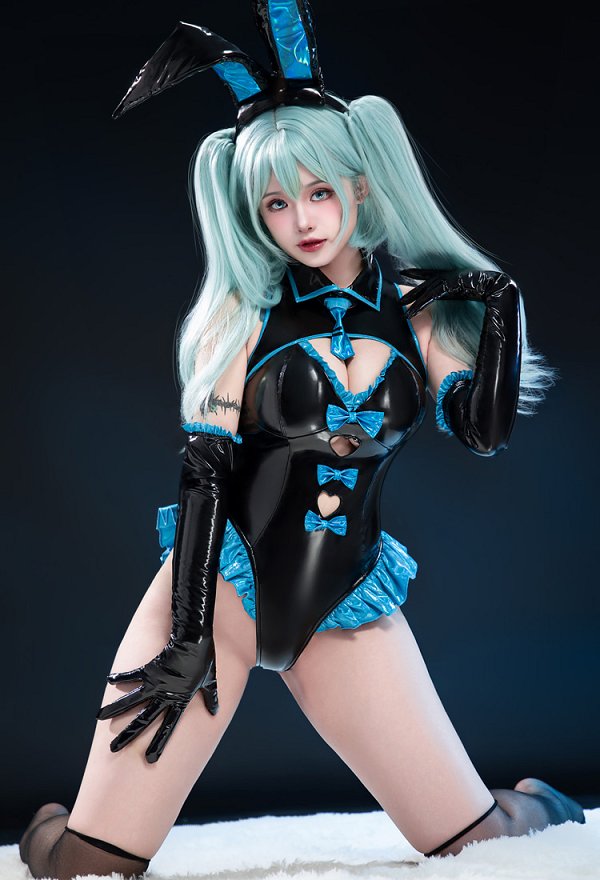 Vocal ミク コスプレ 青黒 バニーガール Vocal ミク コスプレ 青黒 バニーガール
