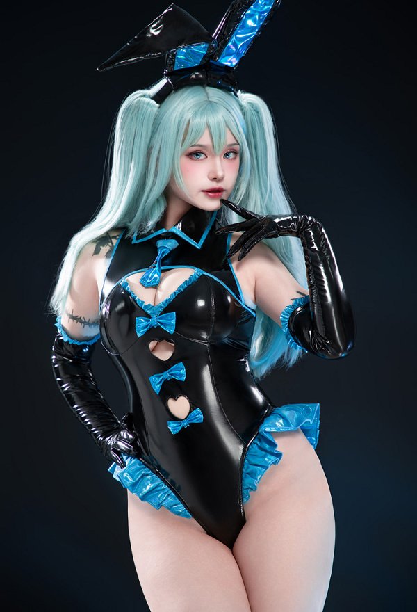 Vocal ミク コスプレ 青黒 バニーガール Vocal ミク コスプレ 青黒 バニーガール