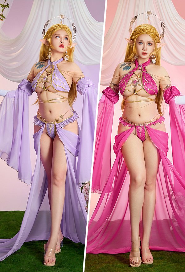 ゼルダの伝説 ゼルダ姫 セクシー コスプレ 赤・紫 踊り子 ドレス
