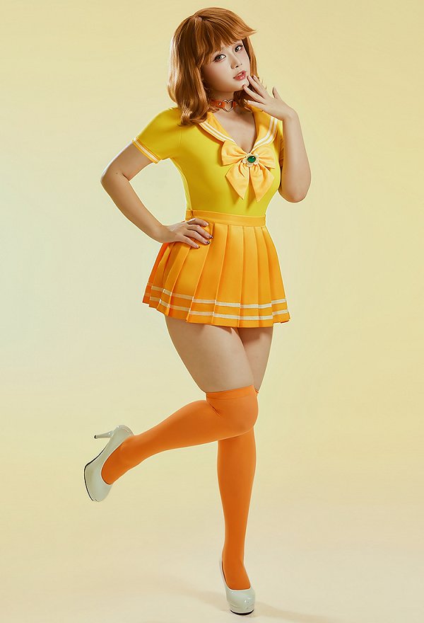 スーパーマリオ セクシー コスプレ 黄色・青色 セーラー服　