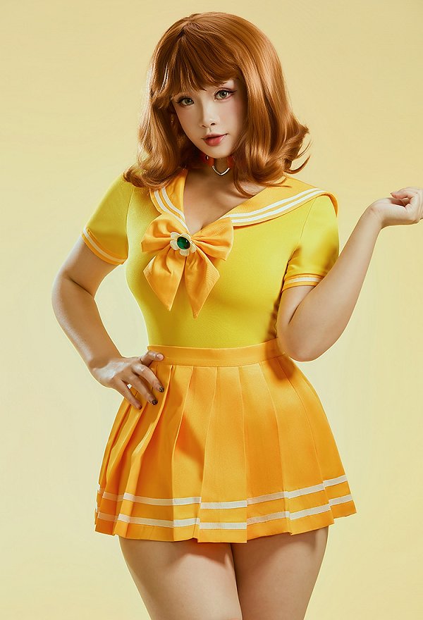 スーパーマリオ セクシー コスプレ 黄色・青色 セーラー服　