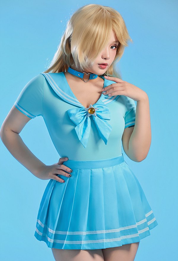 スーパーマリオ セクシー コスプレ 黄色・青色 セーラー服　