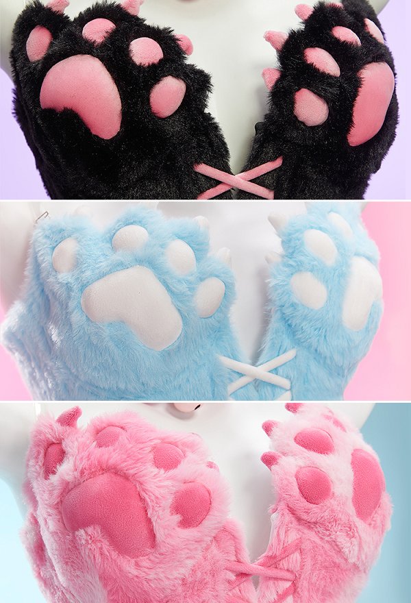 猫 セクシー コスプレ 肉球柄  着ぐるみ 黒・ピンク・青