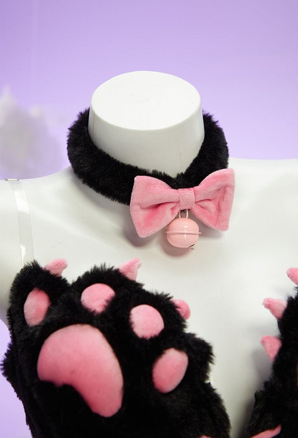 猫 セクシー コスプレ 肉球柄  着ぐるみ 黒・ピンク・青