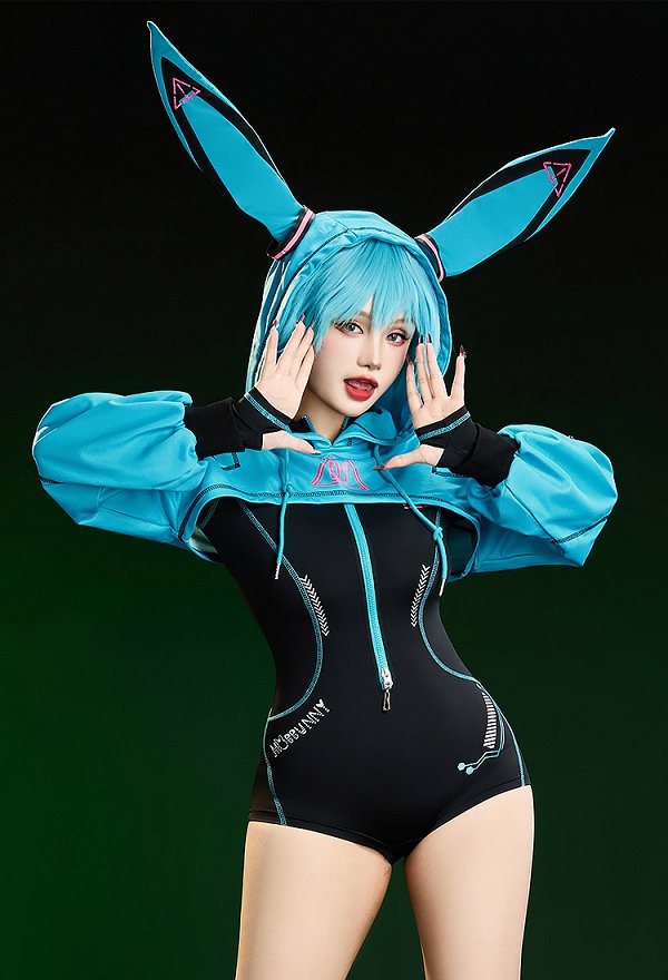 Vocal ミク セクシー コスプレ サイバー風 運動 ボディースーツ Vocal ミク セクシー コスプレ サイバー風 運動 ボディースーツ