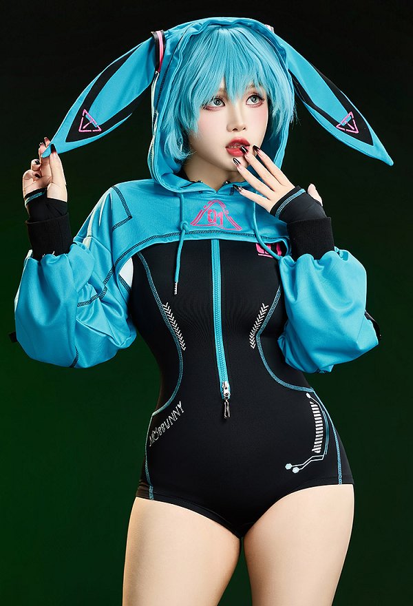 Vocal ミク セクシー コスプレ サイバー風 運動 ボディースーツ Vocal ミク セクシー コスプレ サイバー風 運動 ボディースーツ