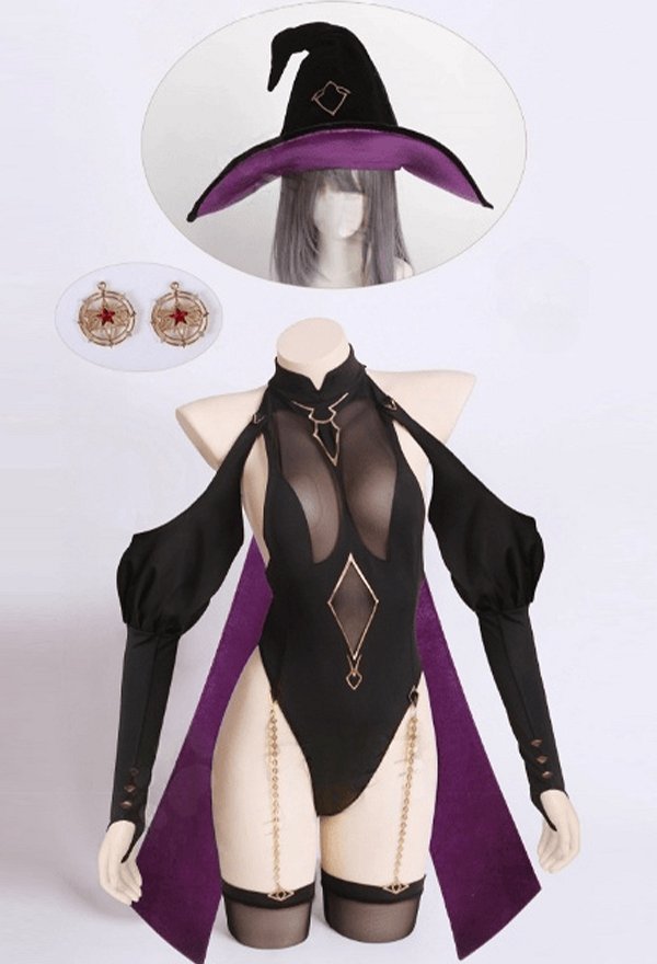 セクシー 魔女 コスプレ 半透明 ボディスーツ