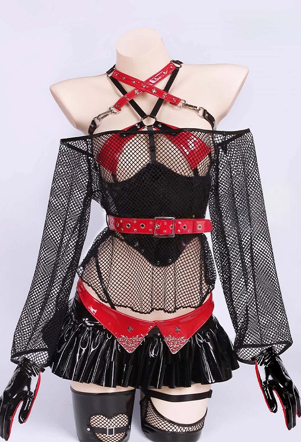 セクシー 小悪魔 コスプレ 黒赤 下着