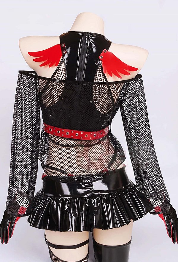 セクシー 小悪魔 コスプレ 黒赤 下着
