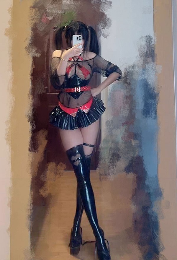 セクシー 小悪魔 コスプレ 黒赤 下着