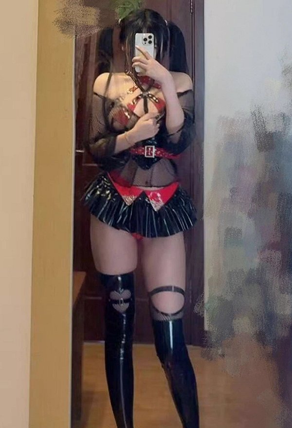 セクシー 小悪魔 コスプレ 黒赤 下着