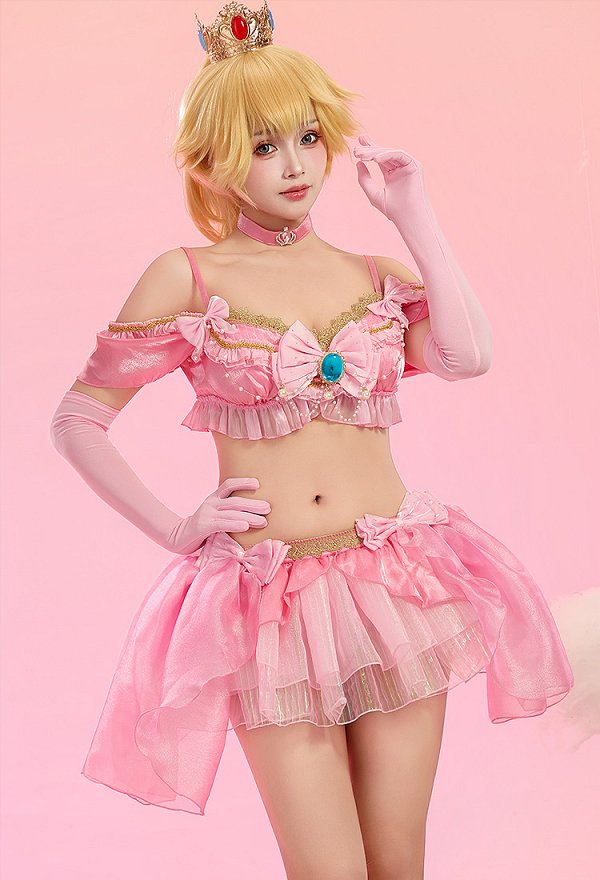 マリオ ピーチ姫 セクシー コスプレ 下着 ピンク色 マリオ ピーチ姫 セクシー コスプレ 下着 ピンク色