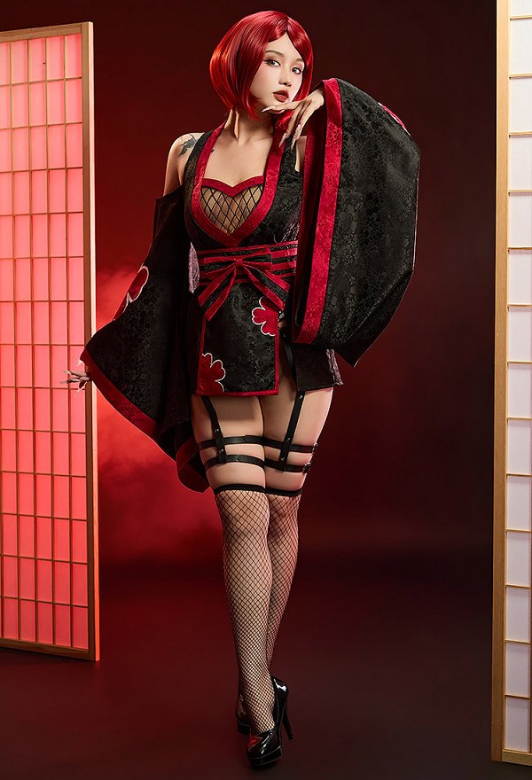暁 紅雲 セクシー 和風 ワイドスリーブ ワンピース 暁 紅雲 セクシー 和風 ワイドスリーブ ワンピース