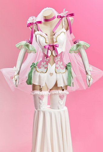 イラストライターPrincess_Ailishコラボ 鬼滅の刃 甘露寺蜜璃 恋柱 花嫁 セクシー 透かし編み ボディスーツ