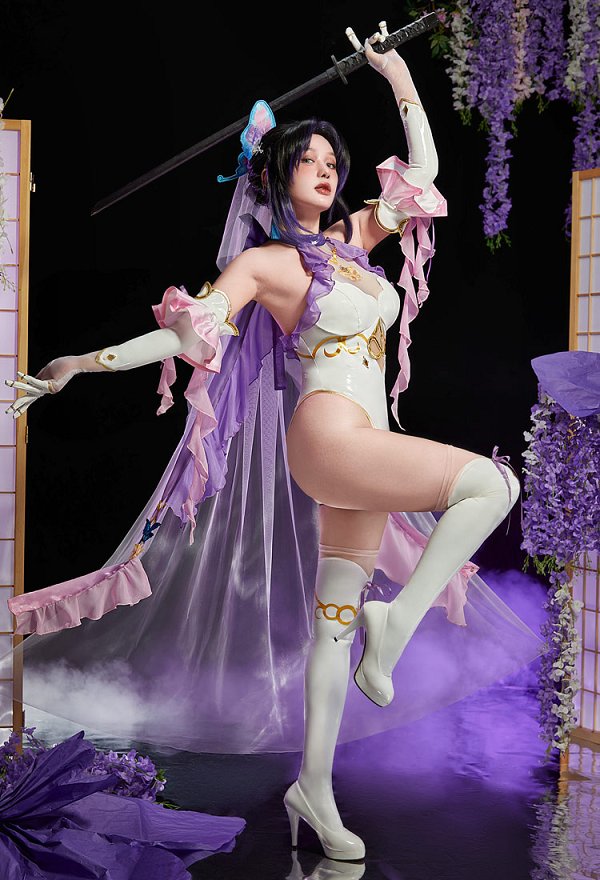 イラストライターPrincess_Ailishコラボ 鬼滅の刃 胡蝶しのぶ 花嫁 セクシー ホルターネック ボディスーツ イラストライターPrincess_Ailishコラボ 鬼滅の刃 胡蝶しのぶ 花嫁 セクシー ホルターネック ボディスーツ