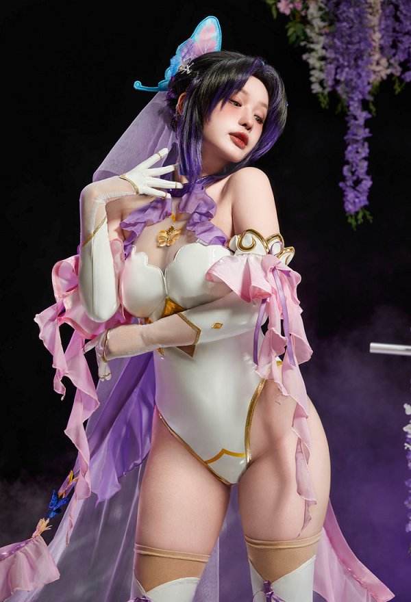 イラストライターPrincess_Ailishコラボ 鬼滅の刃 胡蝶しのぶ 花嫁 セクシー ホルターネック ボディスーツ イラストライターPrincess_Ailishコラボ 鬼滅の刃 胡蝶しのぶ 花嫁 セクシー ホルターネック ボディスーツ