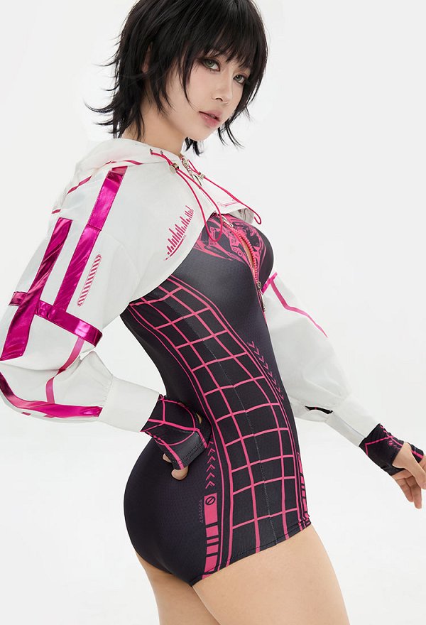 メカニカル スパイダー プリント ワンピース ジャケット 二点セット