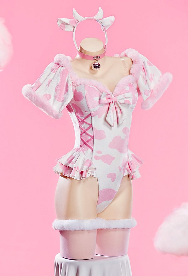 ふわふわ 牛柄 セクシー コスプレ ボディスーツ ホームウェア ふわふわ 牛柄 セクシー コスプレ ボディスーツ ホームウェア