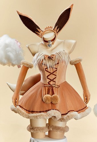PM イーブイ 擬人化 セクシー コスプレ ワンピース ヘアバンド＆しっぽ付き