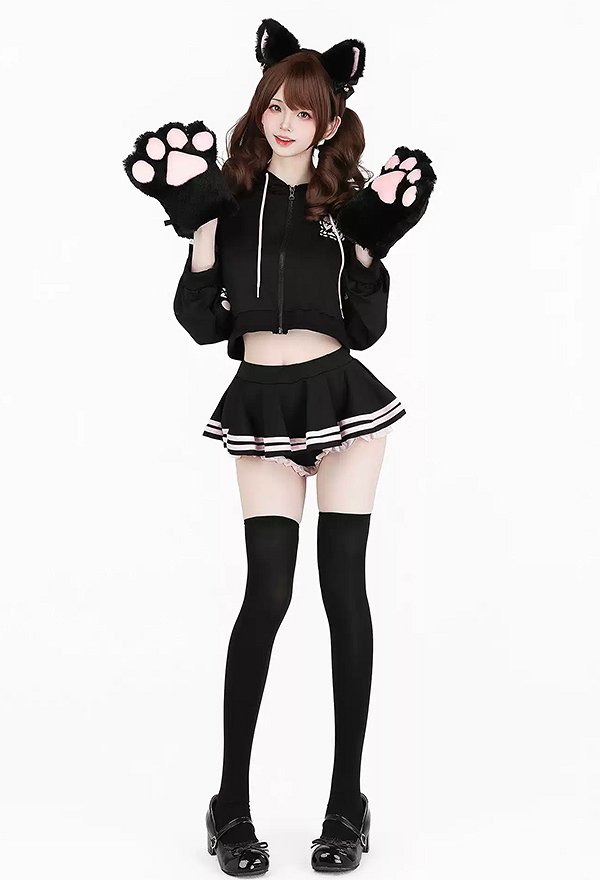 うさぎ柄 セクシー セット フード付き スウェットシャツ ミニスカート