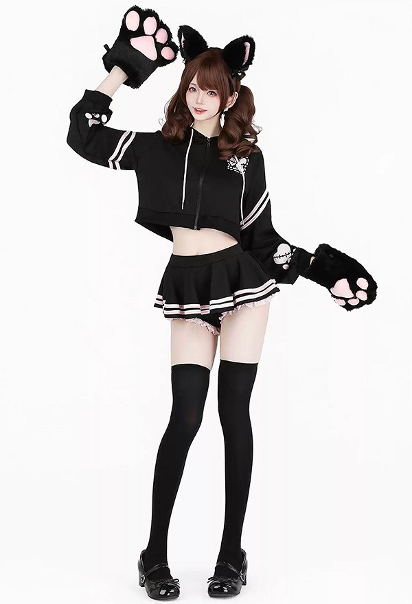 うさぎ柄 セクシー セット フード付き スウェットシャツ ミニスカート