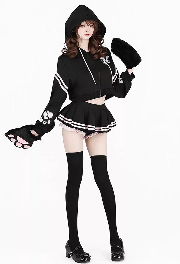 うさぎ柄 セクシー セット フード付き スウェットシャツ ミニスカート