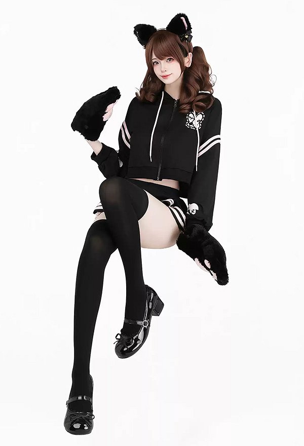 うさぎ柄 セクシー セット フード付き スウェットシャツ ミニスカート