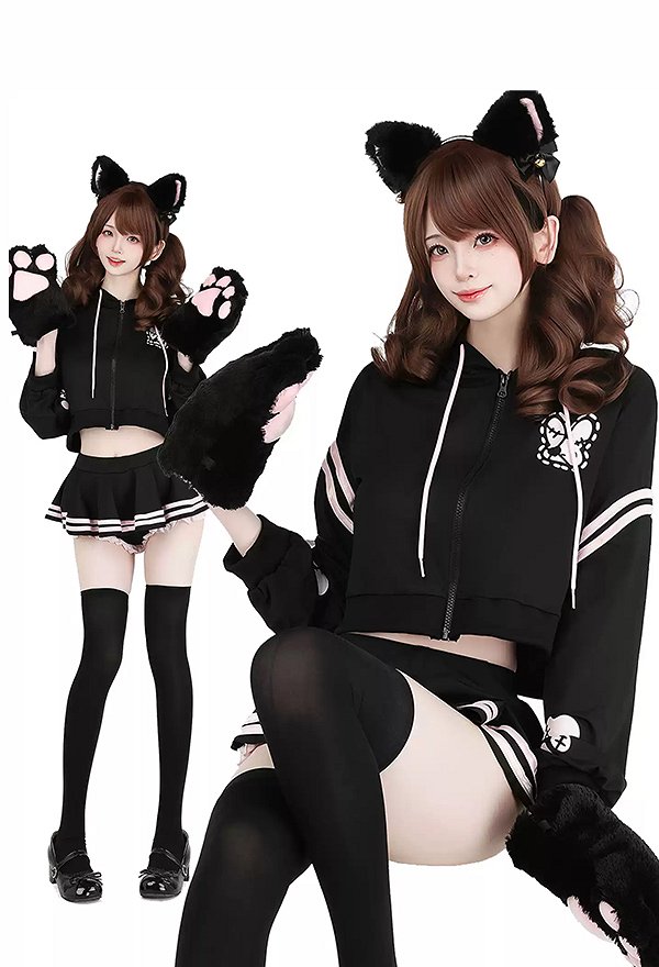 うさぎ柄 セクシー セット フード付き スウェットシャツ ミニスカート