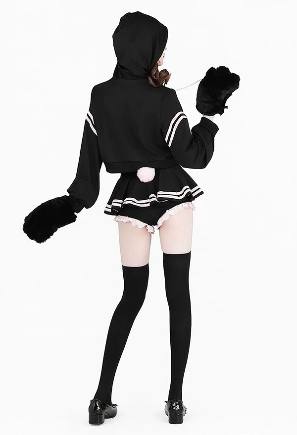 うさぎ柄 セクシー セット フード付き スウェットシャツ ミニスカート