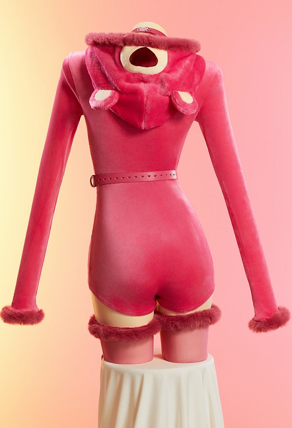 いちごのくま風 セクシー ファー ルームウェア フード付き 連体服 いちごのくま風 セクシー ファー ルームウェア フード付き 連体服