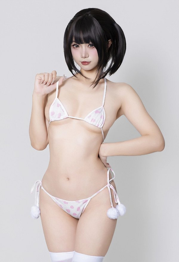牛柄 ランジェリー ビキニ フード クロップ セット 牛柄 ランジェリー ビキニ フード クロップ セット