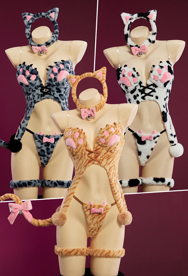 牛・トラ・ヒョウ柄 猫ちゃん セクシー コスプレ 冬用 ぬいぐるみ風 ホームウェア 牛・トラ・ヒョウ柄 猫ちゃん セクシー コスプレ 冬用 ぬいぐるみ風 ホームウェア