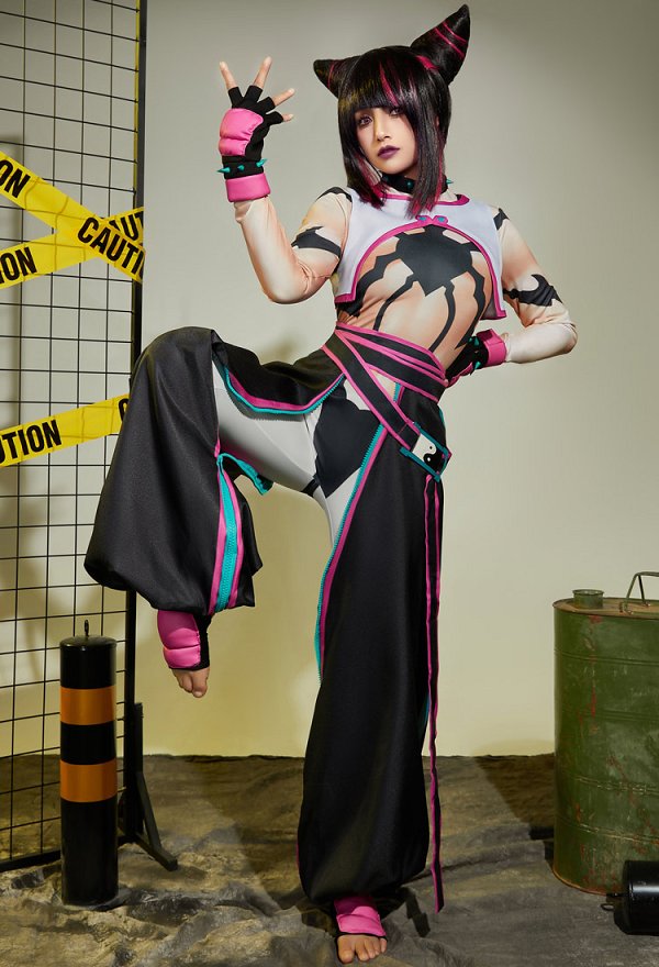 格闘対戦ゲーム コスプレ 衣装 ピンク・黒・白 格闘対戦ゲーム コスプレ 衣装 ピンク・黒・白