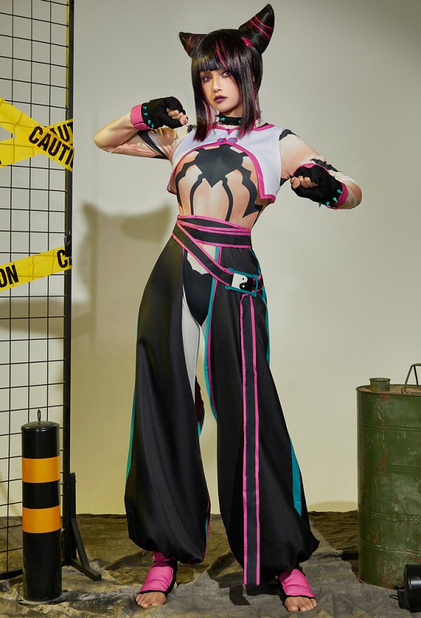 格闘対戦ゲーム コスプレ 衣装 ピンク・黒・白 格闘対戦ゲーム コスプレ 衣装 ピンク・黒・白