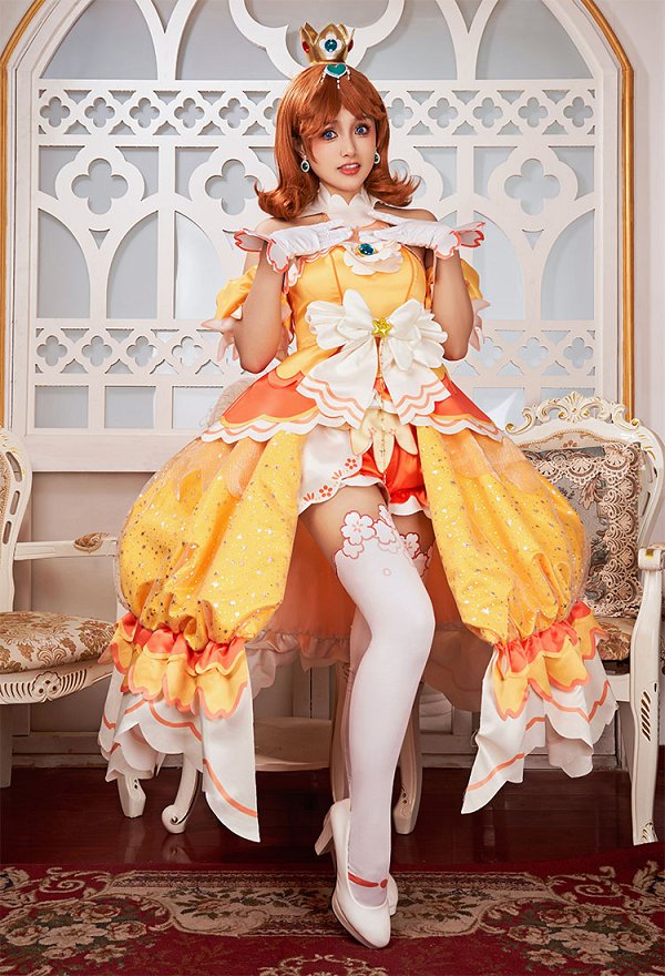 Miccostumes x akuoart マリオ デイジー コスプレ 衣装 姫ドレス Miccostumes x akuoart マリオ デイジー コスプレ 衣装 姫ドレス